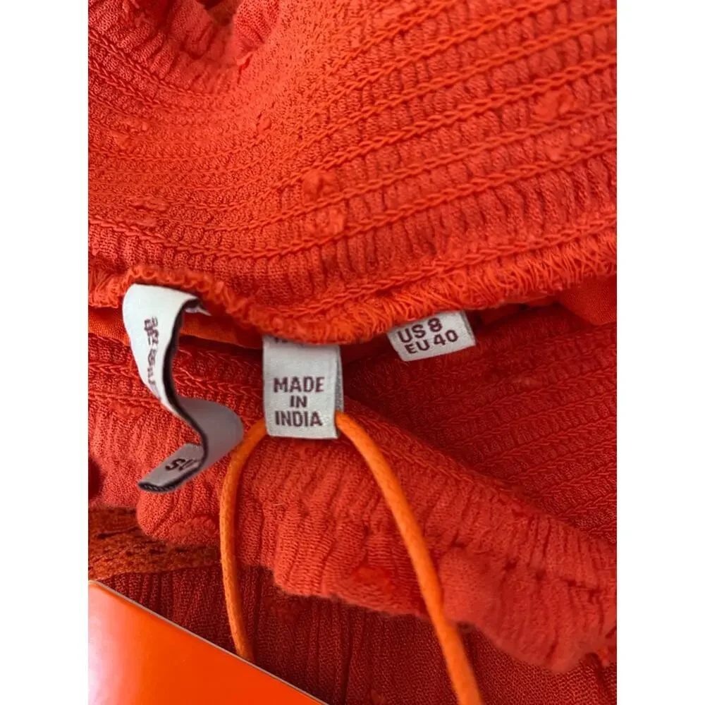 Superdry NWTS Lace Woven Tiered Tomato Red Orange Mini Skirt size 8